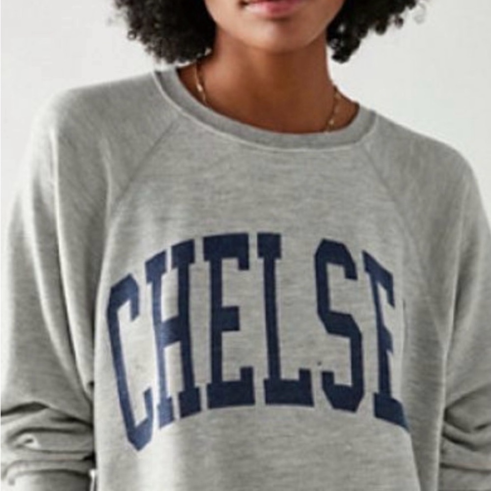 Retro Brand for Free People. Chelsea Grey Sweatshirt, distressed, large. - Picture 6 of 6